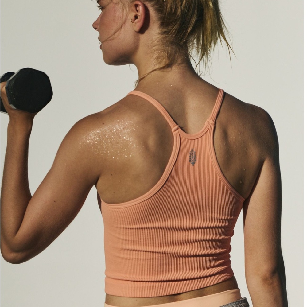 Free People Peach Punch Happiness Runs Long Crop Tank